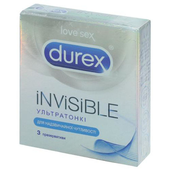 Презервативи Дюрекс (Durex) латексні з силіконовою смазкою Іnvisible №3